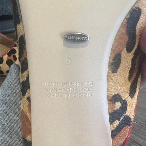 Tony Bianco Leopard Pointed Mule in Tan and Black with Red Trim - Picture 9 of 9